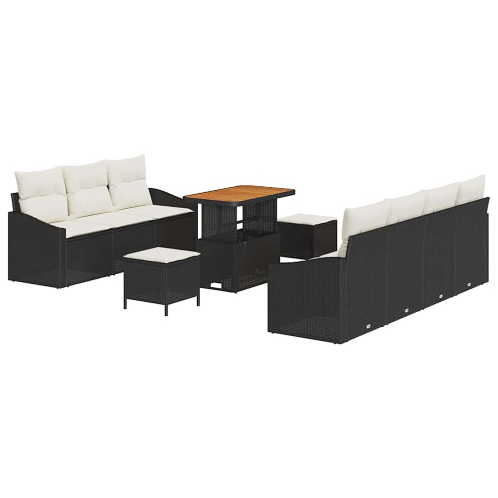 Ensemble de canapé de jardin avec coussin 10 pcs noir et crème