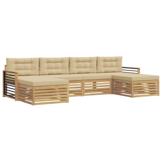 Ensemble de canapés d'extérieur 6 pc blanc et beige