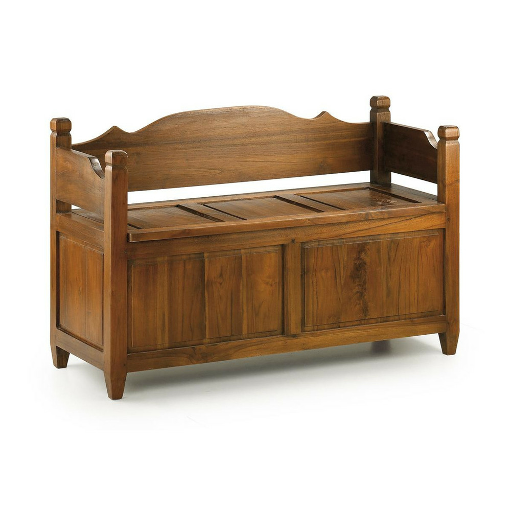 Banc coffre 2 places bois marron - décoration d'autrefois