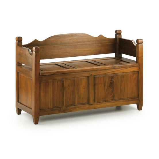 Banc coffre 2 places bois marron - décoration d'autrefois