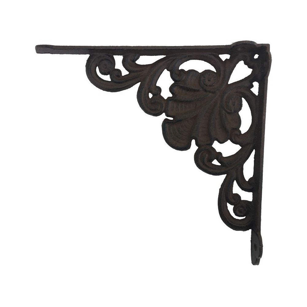 Equerre fixation étagère vintage ancienne fonte marron 23 x 24 cm