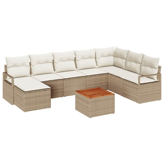 Ensemble de canapé de jardin 9 pcs beige et blanc