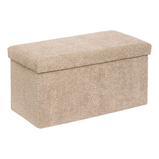 Pouf pliable coffre soana en bouclette beige foncé 76x38cm