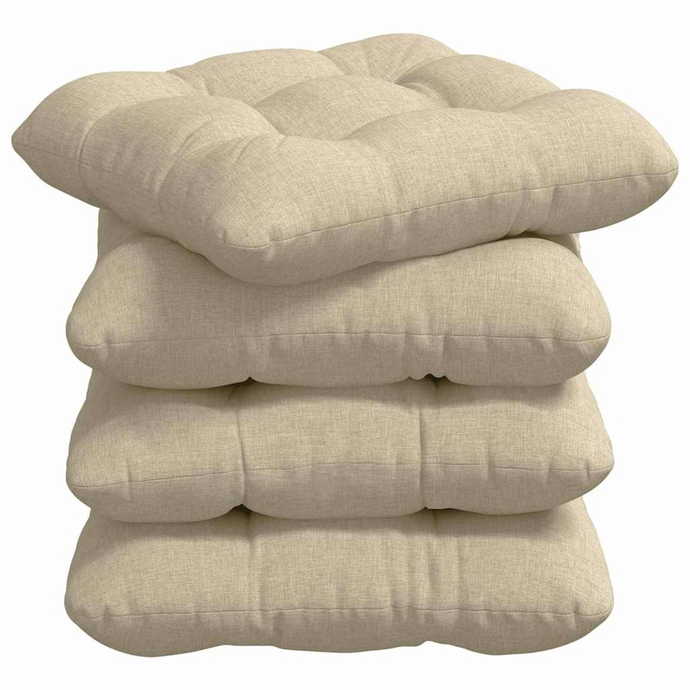 Coussins de siège 4 pcs crème 40 x 40 x 12 cm tissu