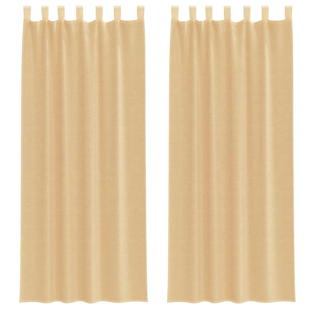 Rideaux en voile avec boucles 2 pcs sable 140x260 cm