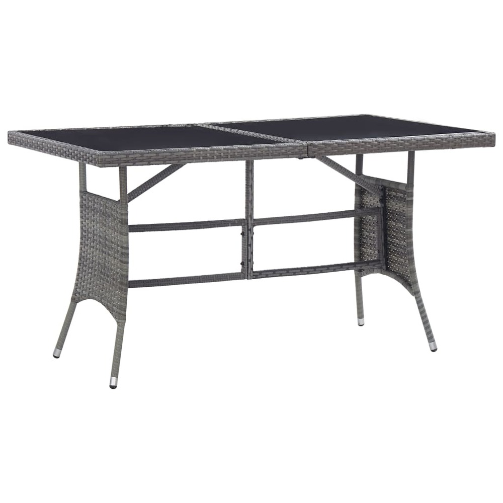 Table de jardin gris 140x80x74 cm résine tressée