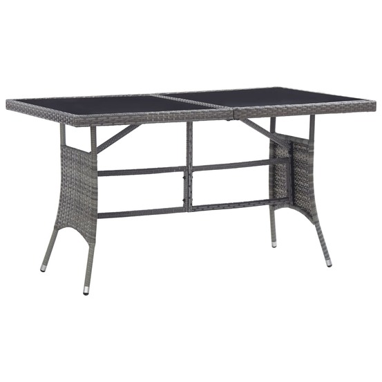 Table de jardin gris 140x80x74 cm résine tressée