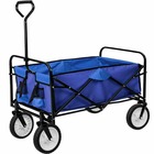 Chariot de jardin pliable 80 kg outils jardinage bleu