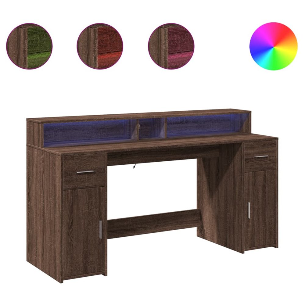 Bureau chêne brun 160 x 55 x 91 cm engineered wood
