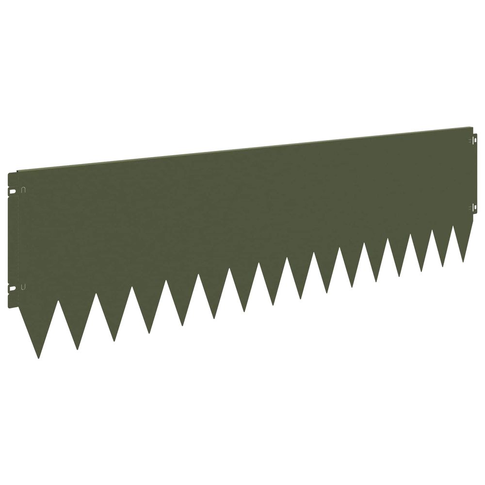 Bordure de pelouse 10 pc 103 x 30 cm acier vert olive