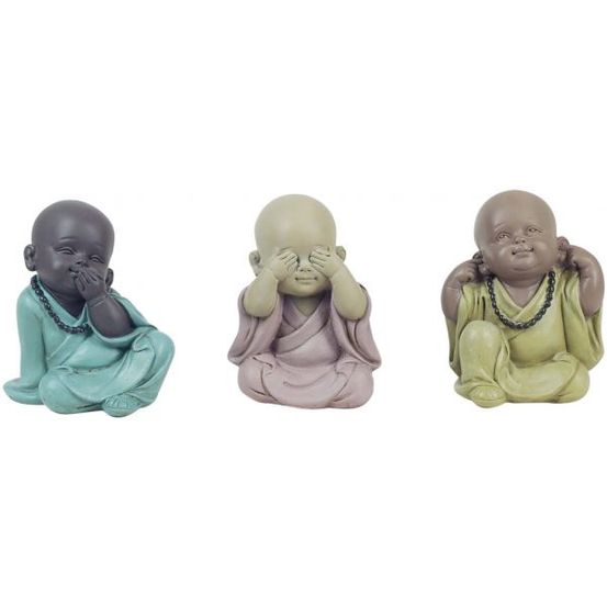 Moines colorés en résine (lot de 3)