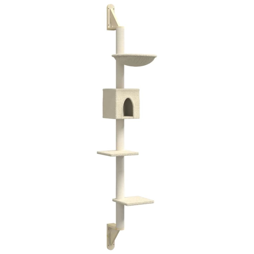Arbre à chat mural avec griffoir crème 187 cm