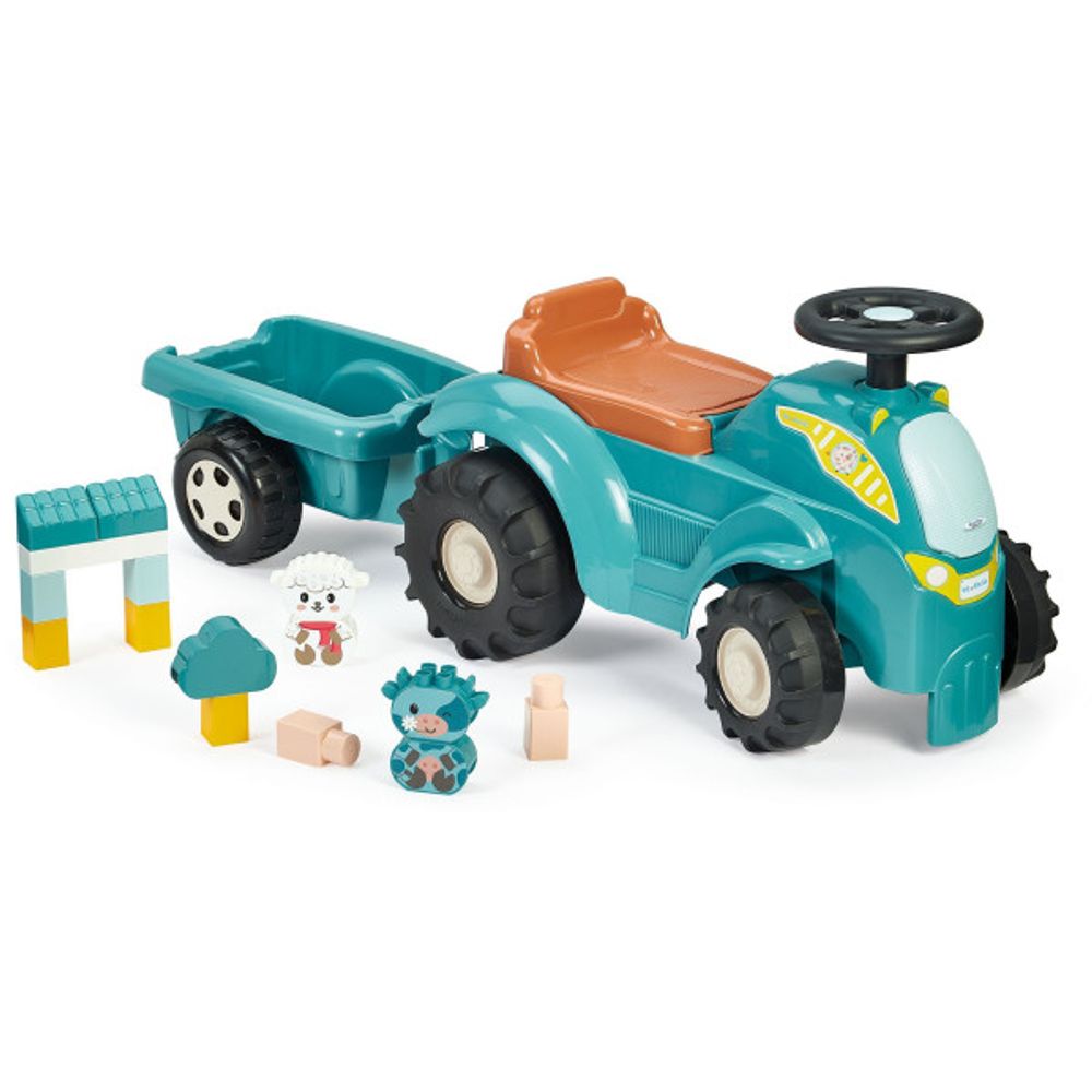 Porteur trotteur tracteur directionnel garni avec remorque - - 15 accessoires - de 12 a 36 mois