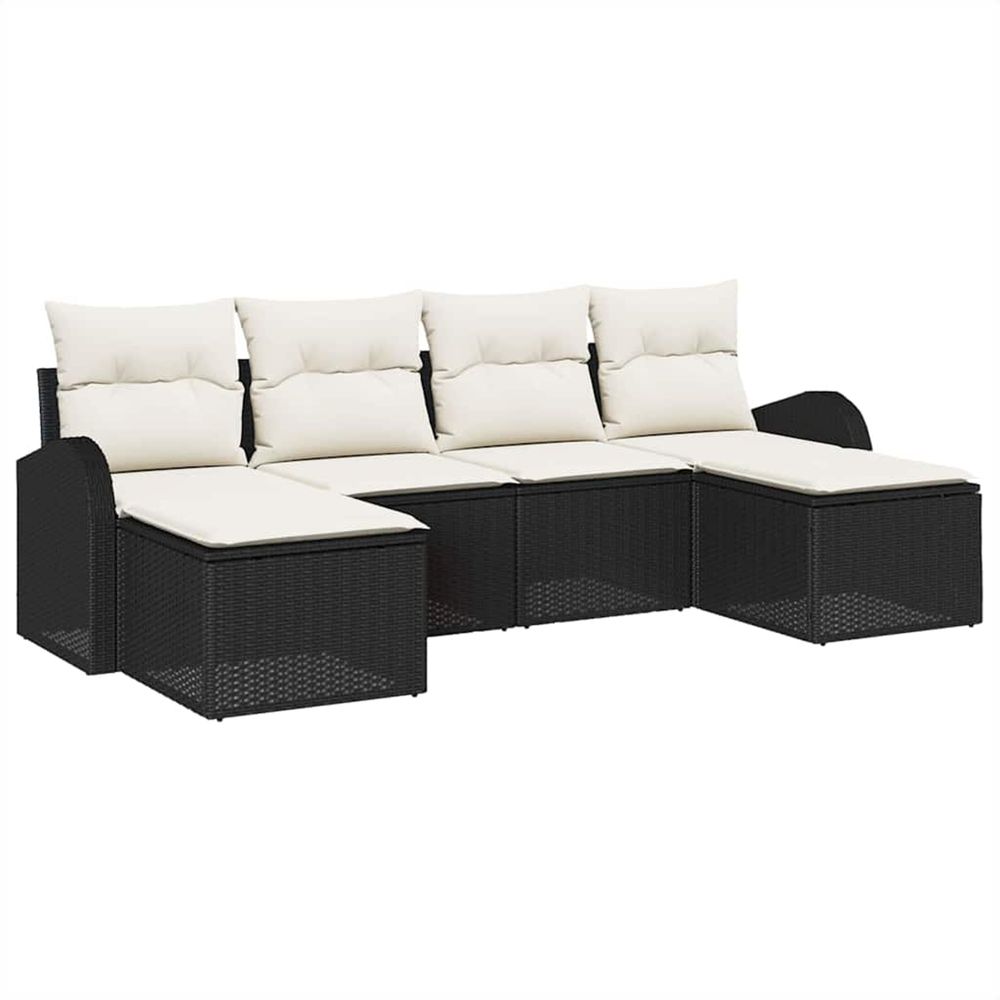 Ensemble de canapés 6 pc noir et blanc polyrotin