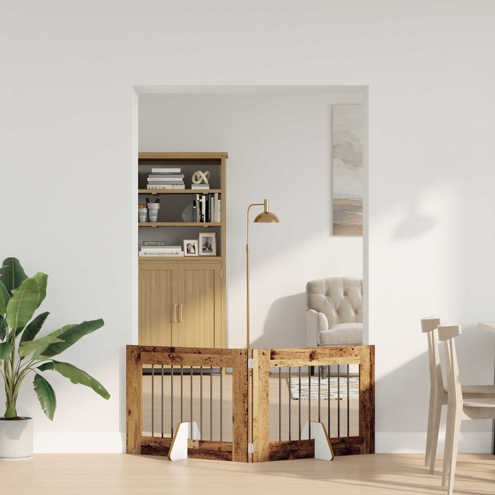 Clôture barrière pour chien bois intérieur pliable bois ancien 160,5cm