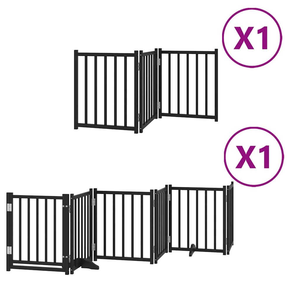 Barrière pour chien porte pliable 9 panneaux noir bois peuplier