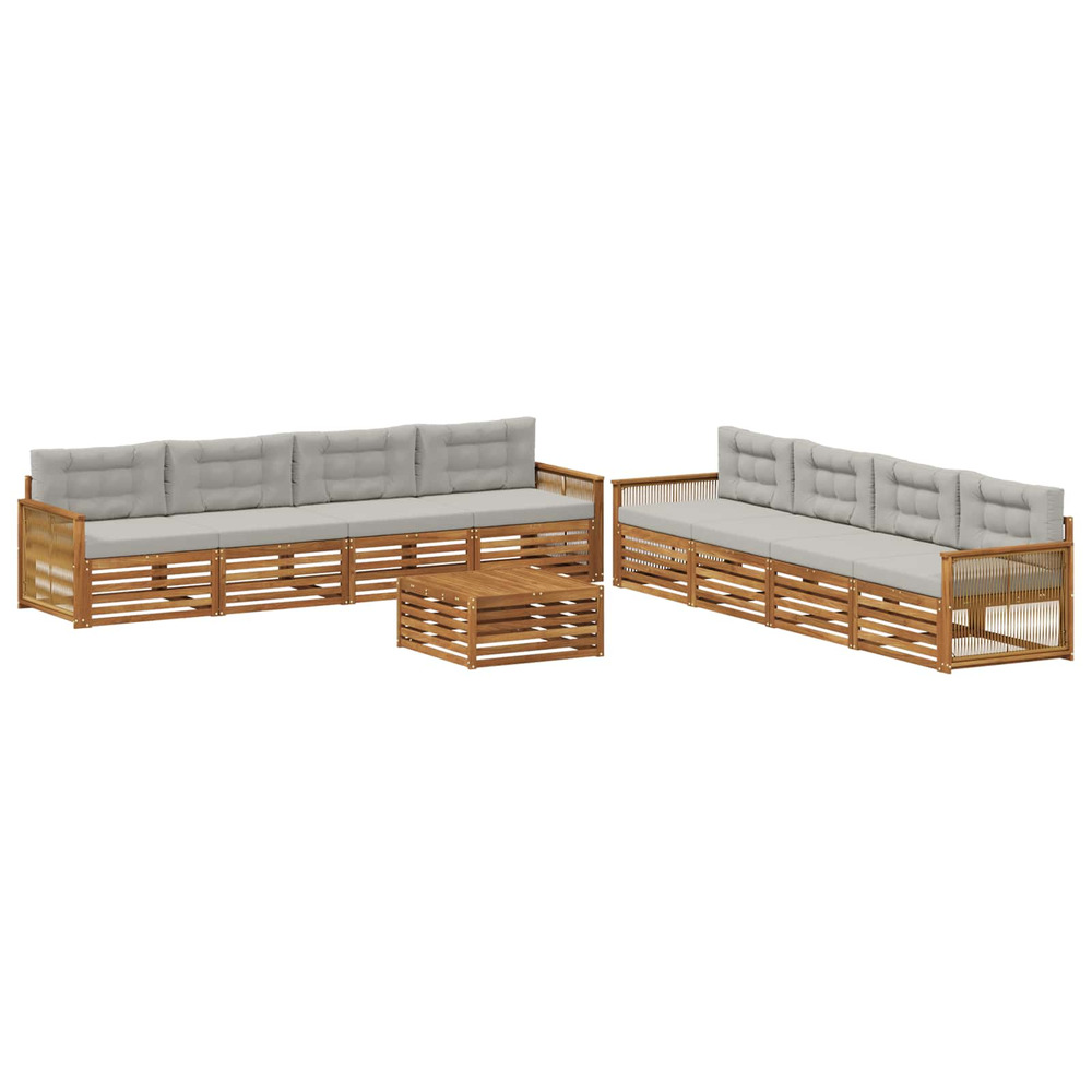 Ensemble de canapés d'extérieur 9 pcs naturel et gris clair