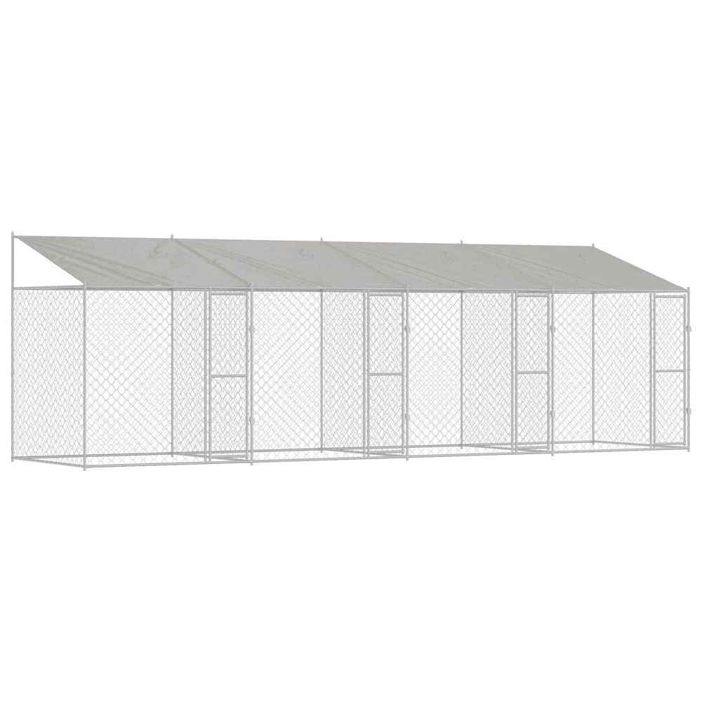 Cage pour chien avec toit argenté 800 x 200 x 256 cm