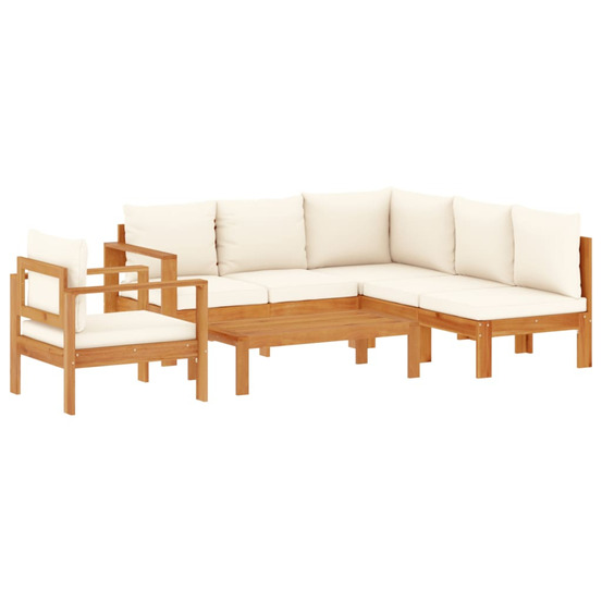Salon de jardin avec coussins 5 pcs bois d'acacia solide