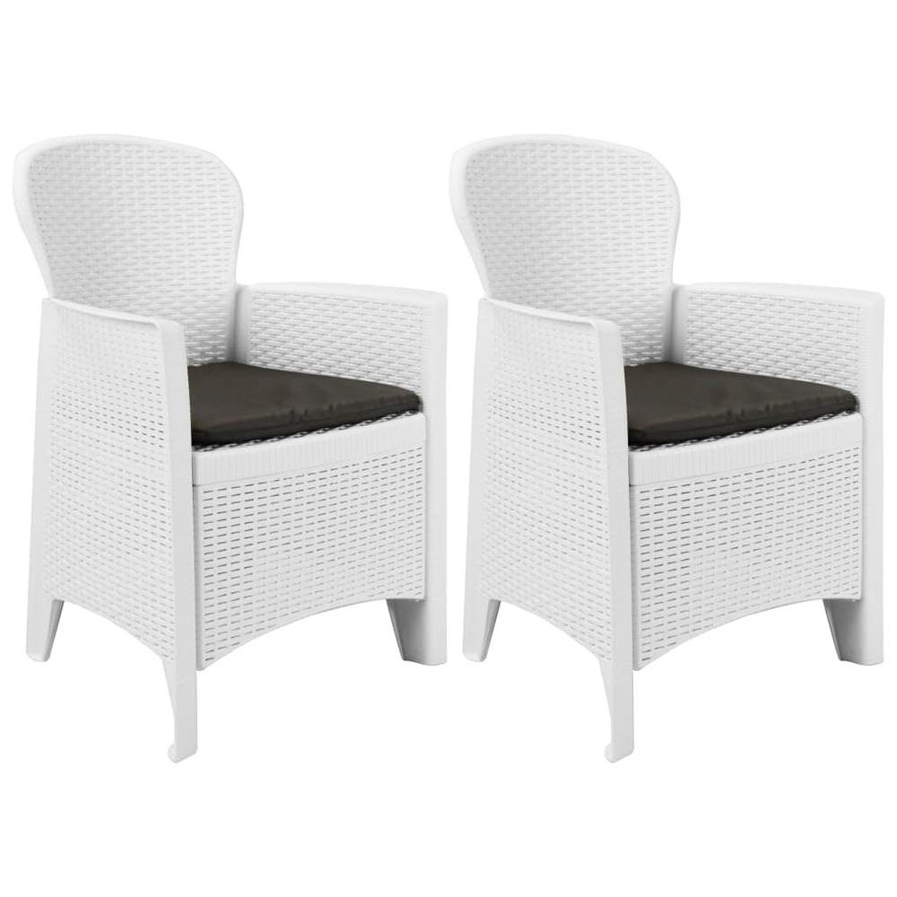 Chaise de jardin lot de 2 coussin blanc plastique aspect rotin