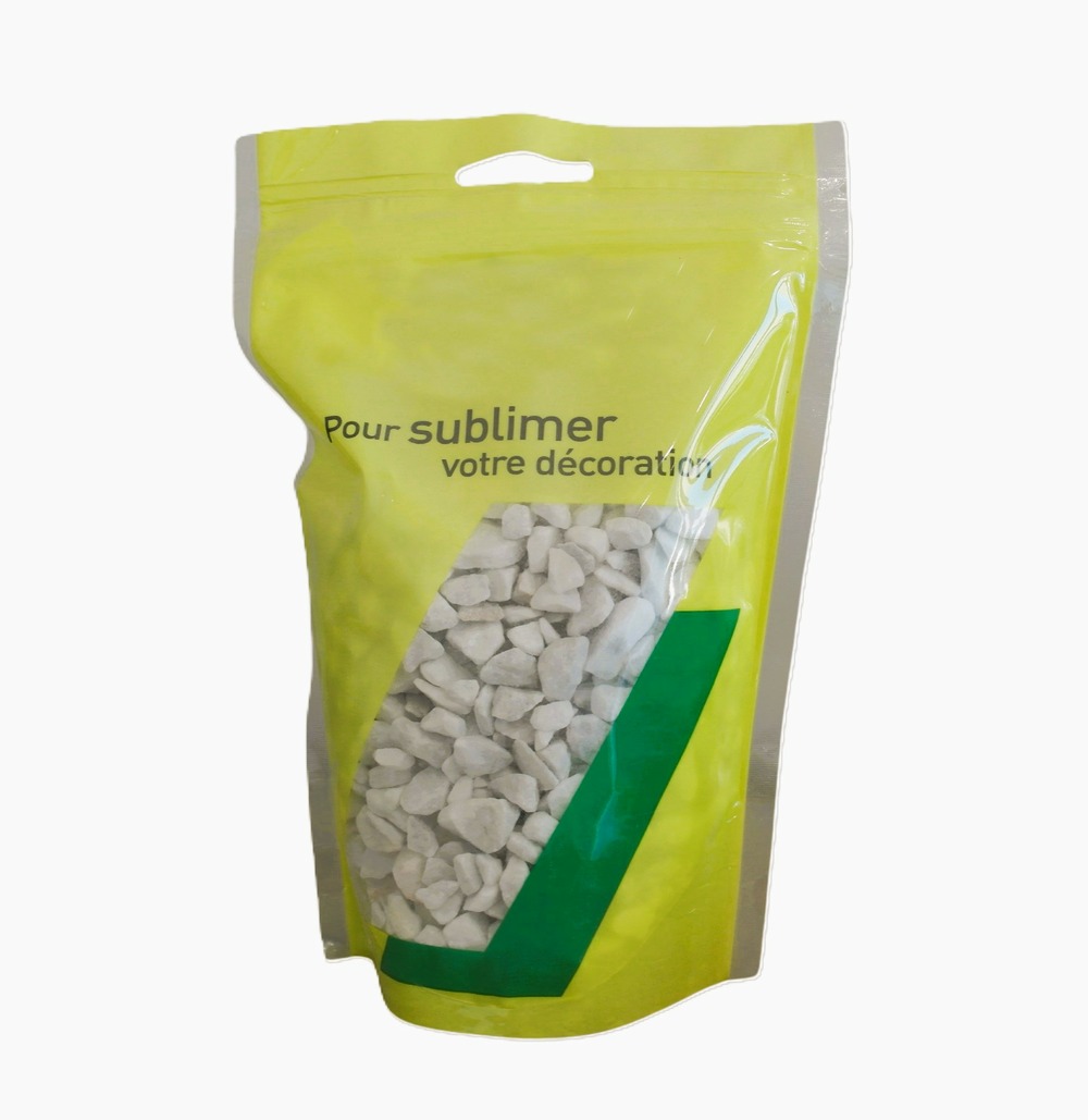 Gravillon blanc marbre 8/12 en berlingot de 1 KG
