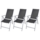 Chaises de jardin pliables 3 pcs aluminium noir