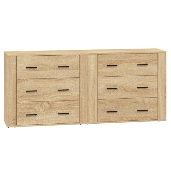Buffet bahut commode armoire meuble de rangement organisateur cuisine salle de séjour salons lot de 2 sonoma bois d'ingénieri