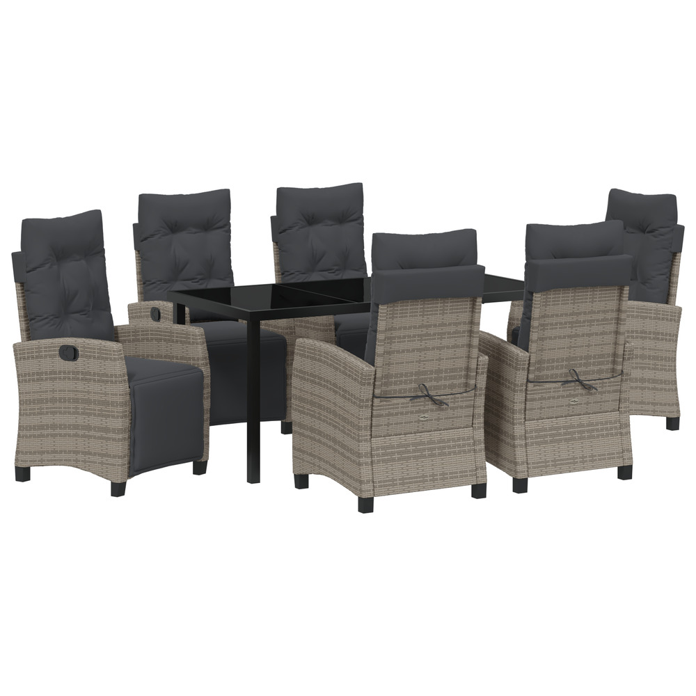 Ensemble de jardin 7 pièces gris rattan poly