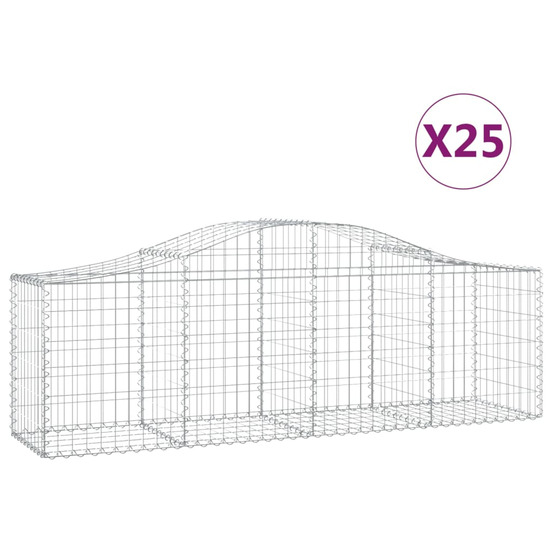 Paniers à gabions arqués 25 pcs 200x50x60/80 cm fer galvanisé