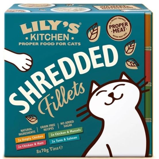 8 x 70 g multipack effilochés en bouillon, pour chat lily's kitchen