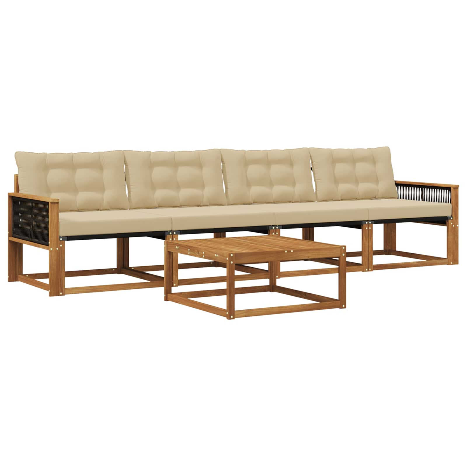 Ensemble de canapés d'extérieur 5 pcs naturel et beige