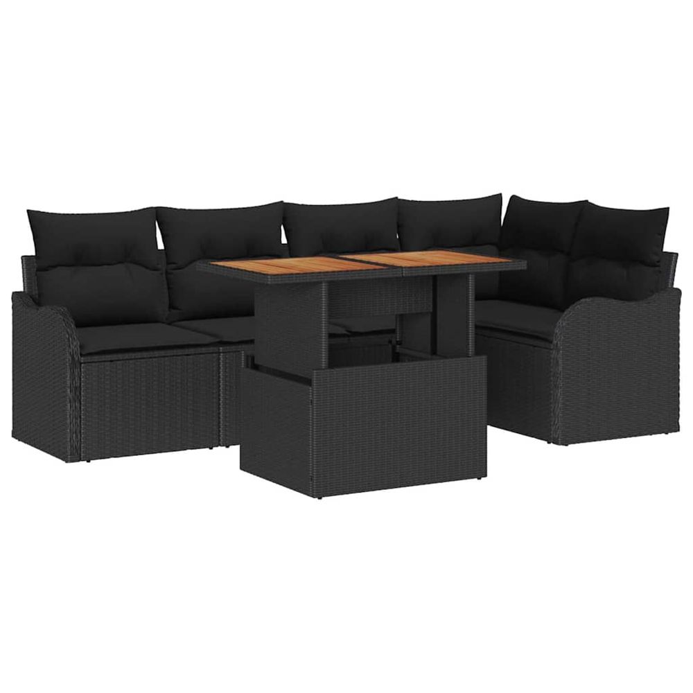 Ensemble de canapé de jardin 6 pc noir poly rotin