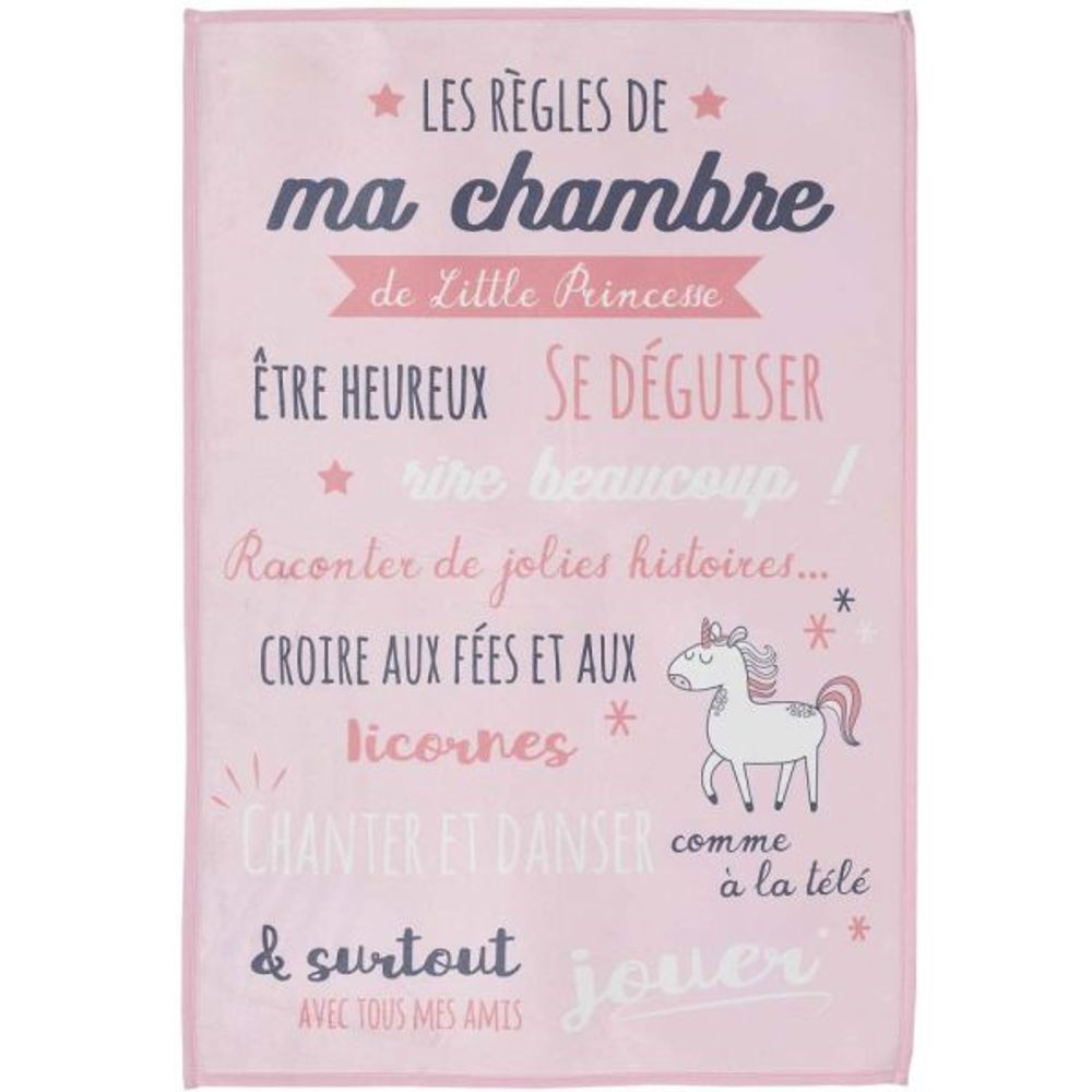 Tapis règles de la chambre enfant 60x90 cm little princesse -rose