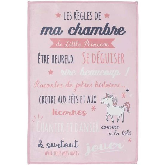 Tapis règles de la chambre enfant 60x90 cm little princesse -rose