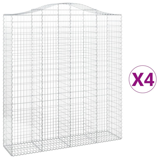 Paniers à gabions arqués 4 pcs 200x50x220/240 cm fer galvanisé