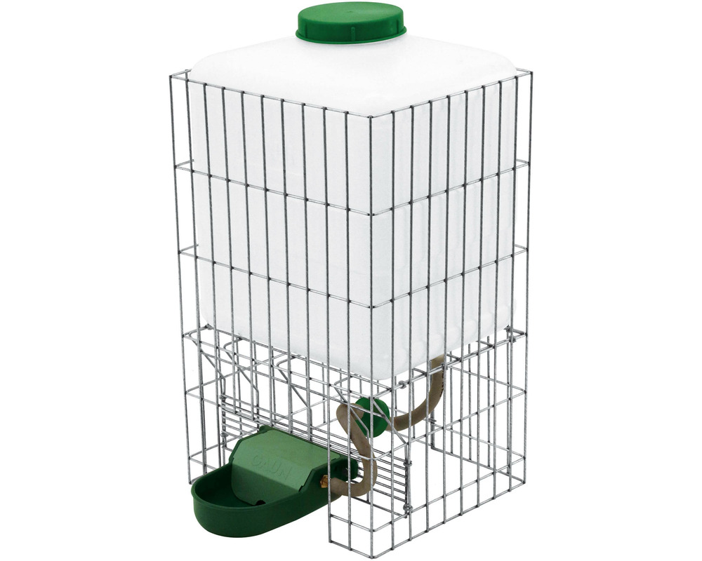Abreuvoir automatique à réserve 20 litres avec cage protectrice • distributeur d'eau volailles, chiens, chats