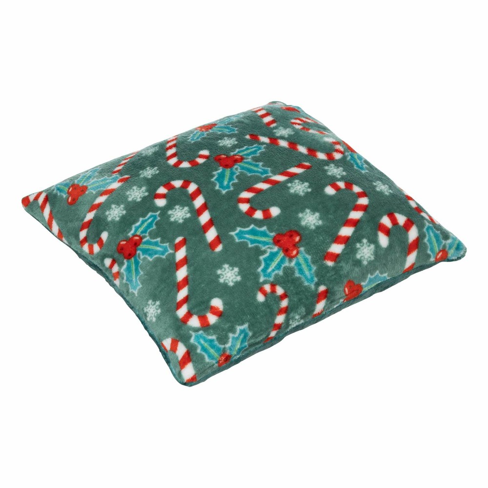 Coussin de noël houx et sucres d'orge - 40 x 40 cm - vert et rouge