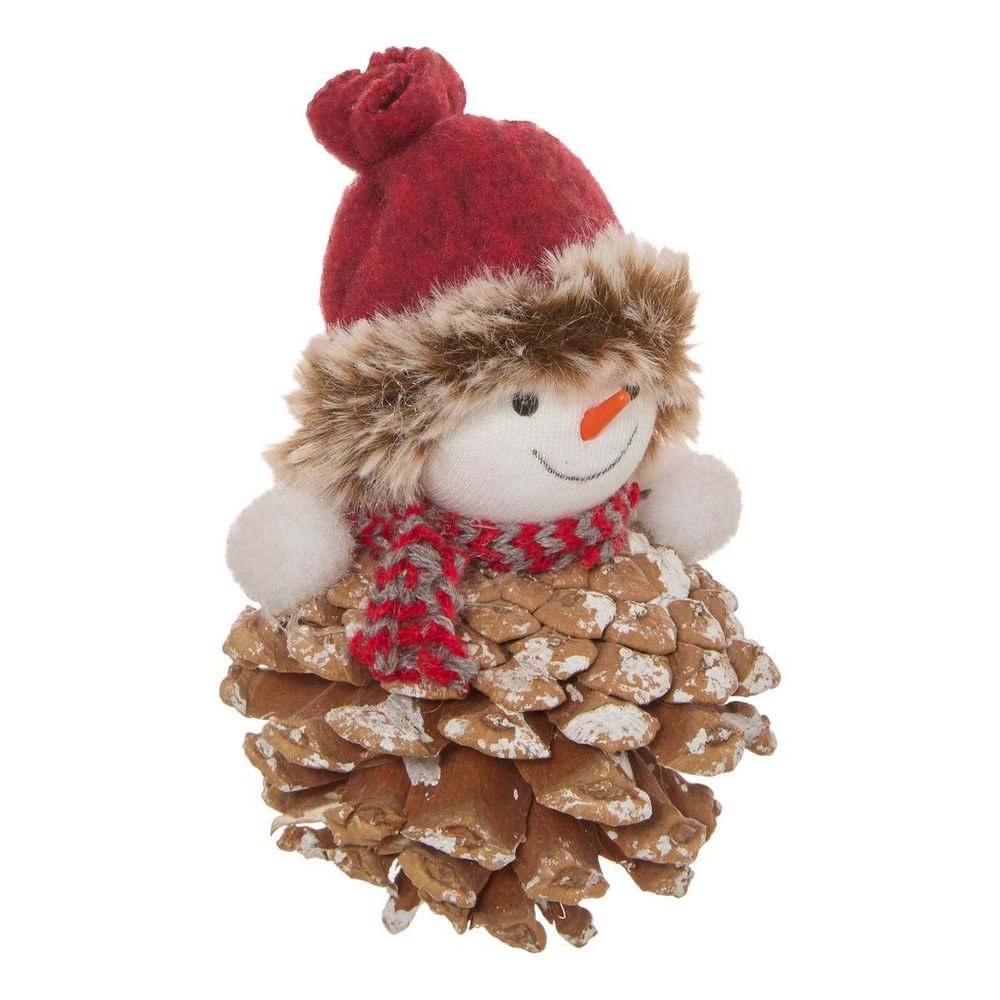 Suspension de sapin personnage en pomme de pin avec bonnet 11 cm
