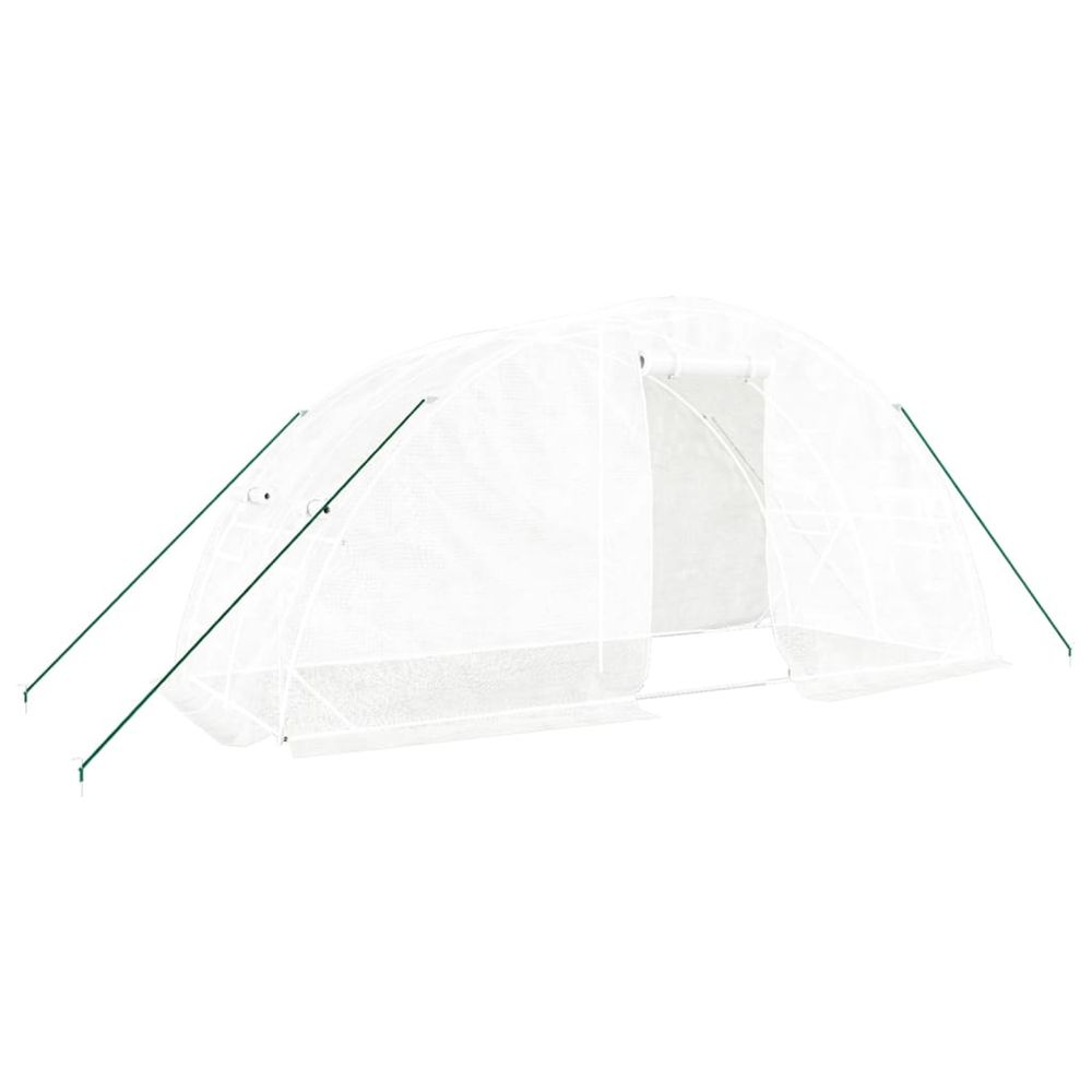 Serre avec cadre en acier blanc 10 m² 5x2x2,3 m