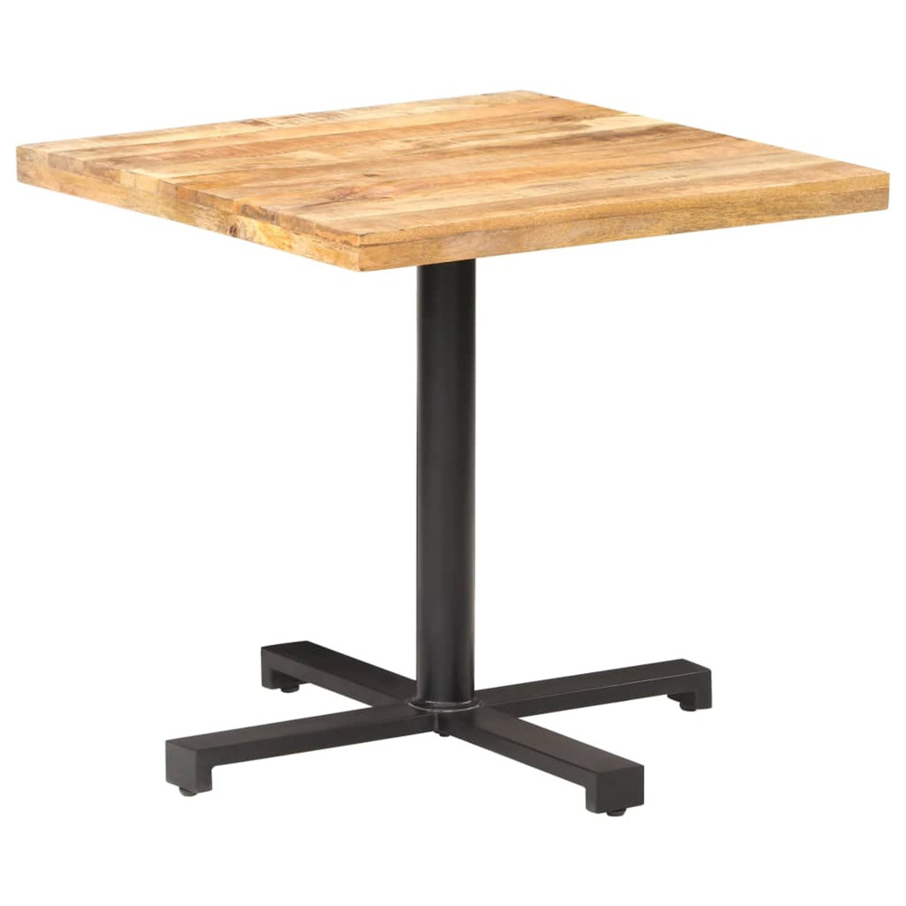 Table de bistro carrée 80x80x75 cm bois de manguier brut