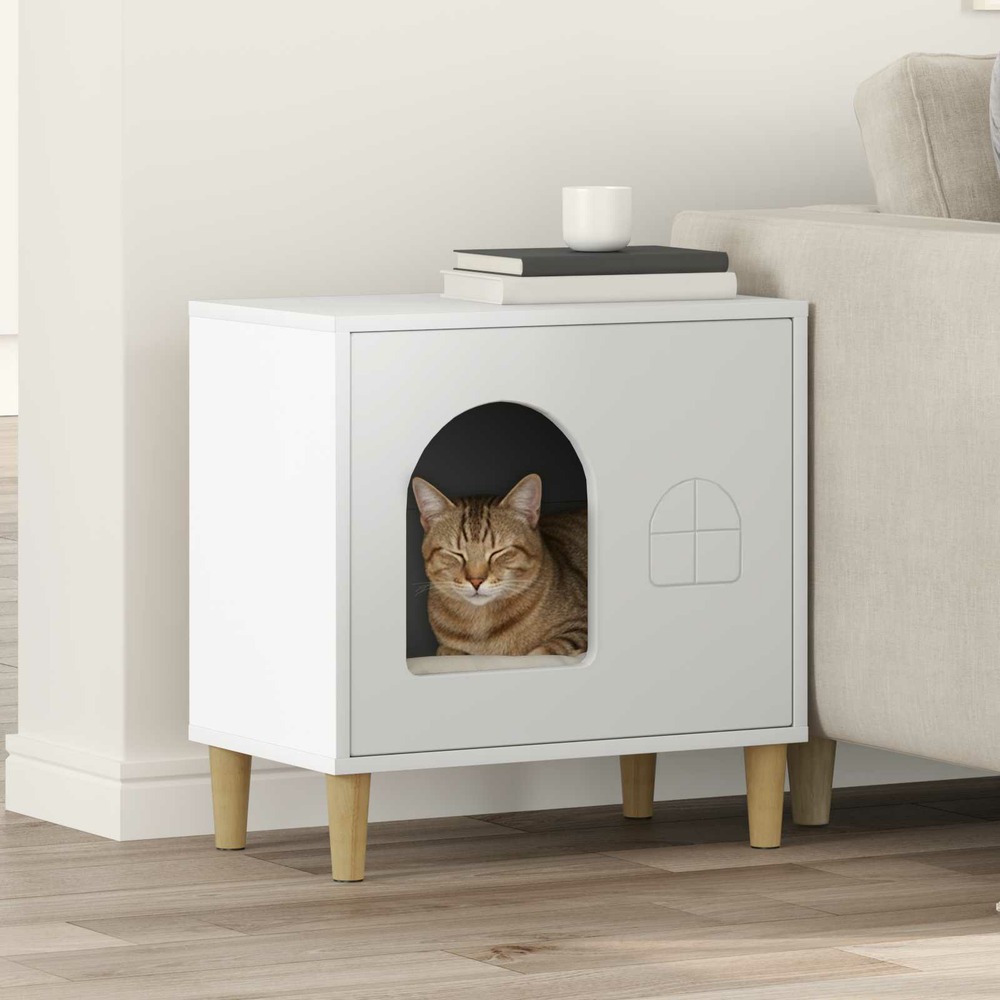 Maison pour chat blanc 51 x 30 x 52 cm bois d'ingénierie