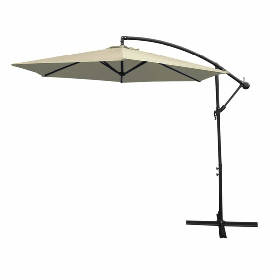 Parasol cantilever crème & base carrée 3m x 3m x 2.5m