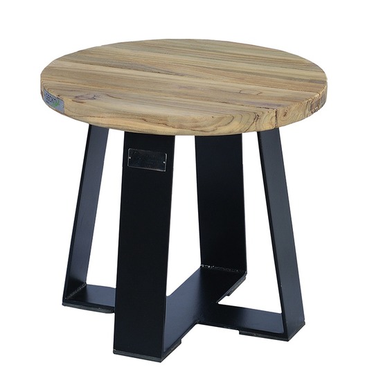 Table basse métal anthracite et teck recyclé d 40 cm orsay