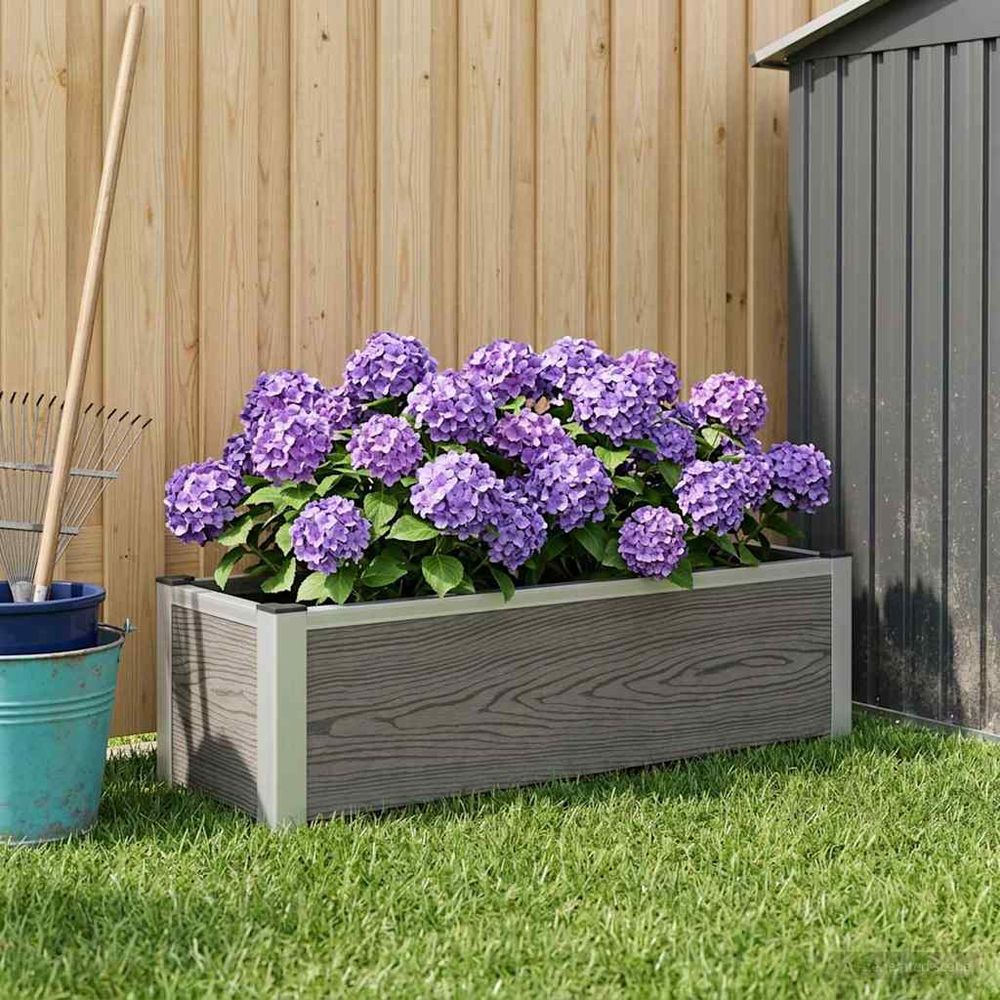 Bac de jardin surélevé wpc gris pour extérieur grille amovible 100x30cm