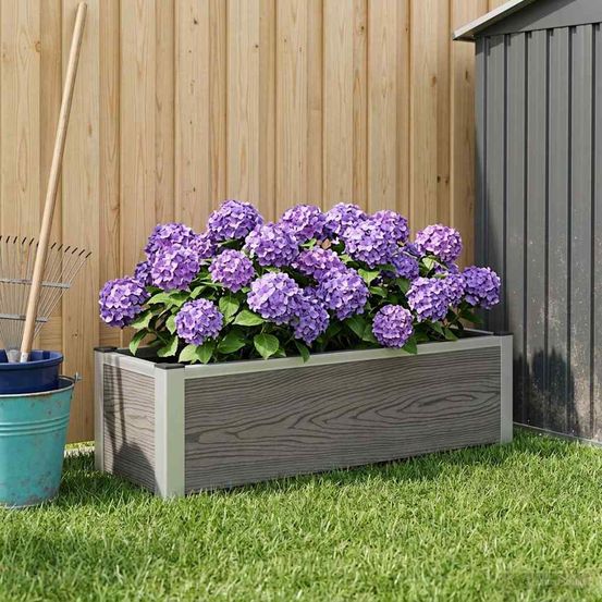 Bac de jardin surélevé wpc gris pour extérieur grille amovible 100x30cm