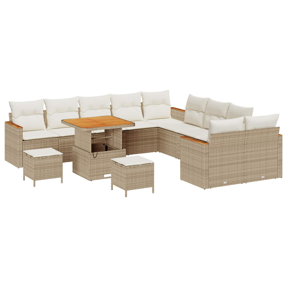 Ensemble de canapé de jardin 13 pcs beige polyrotin