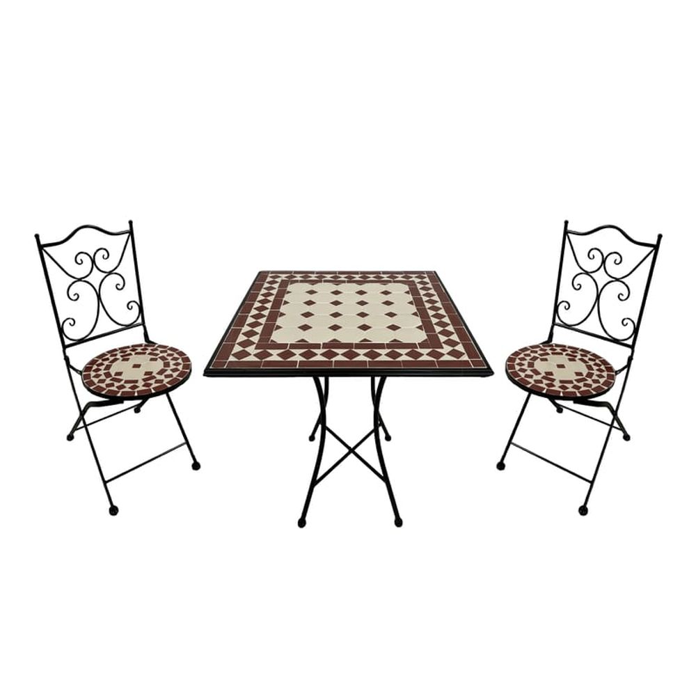 Salon bistro carré camilla mosaïque rouge-blanc