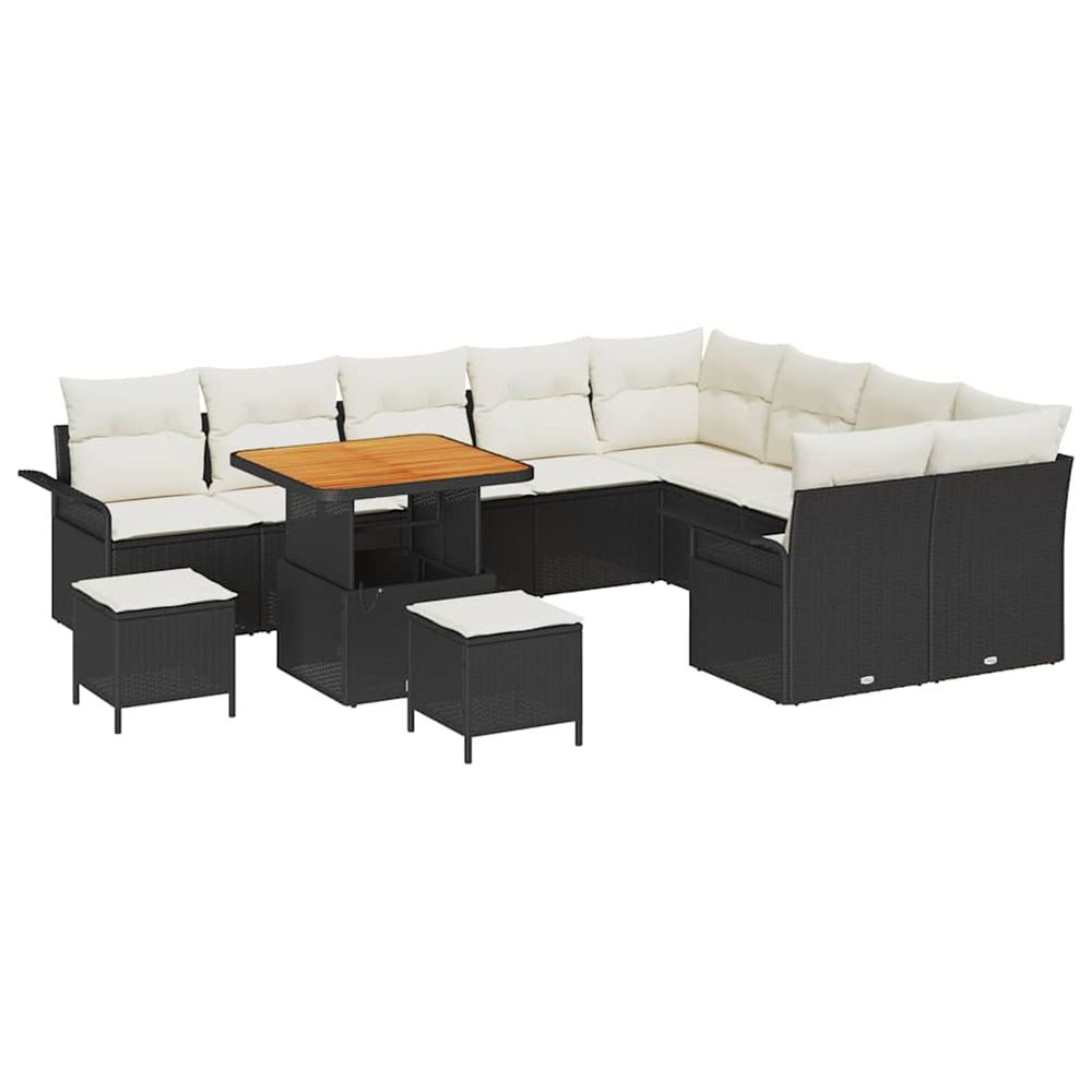 Ensemble de canapé de jardin 12 pc noir polyrotin