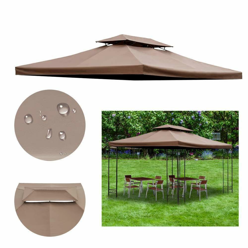 Toile pour pavillon tonnelle tente en polyester chocolat - 3x4 m