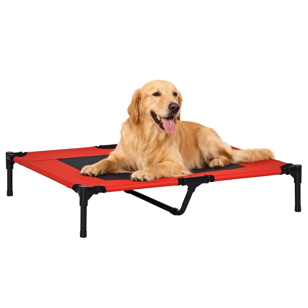 Lit surélevé pour chien oxford 600d 91,5x76,2x18 cm rouge intérieur extérieur respirant - comfortxl outdoor living